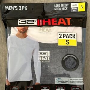 32 Degrees Men's 2 Pack Long Sleeve Crew Neck - White and Gray size small NWT
